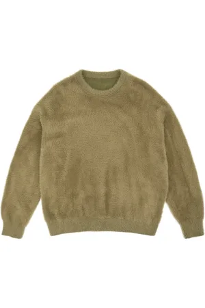 BOILER ROOM Bluzy, Mężczyzna, Zielony, S, Sweter Shaggy Knit Crew Khaki
