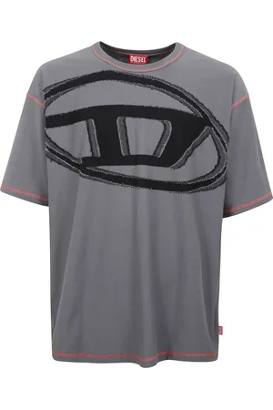 Diesel Koszulki, Mężczyzna, Szary, S, Stylizowany T-shirt z okrągłym dekoltem