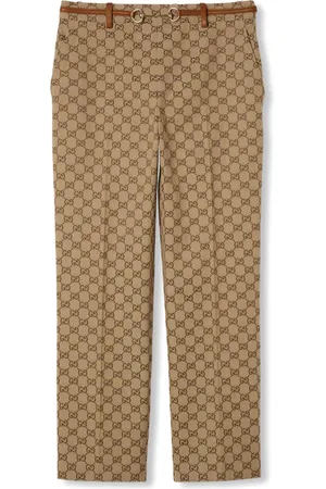 Gucci Spodnie, Kobieta, Beżowy, M, Brązowe Spodnie Elegancki Design