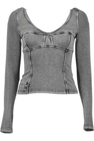 Diesel Koszulki, Kobieta, Szary, M, Denim, Denim Effect Top T-Elin
