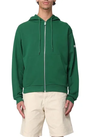 GCDS Bluzy, Mężczyzna, Zielony, S, Czarny Zip Up Hoodie Luźny Krój