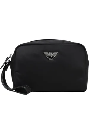 Emporio Armani Torebki, Kobieta, Czarny, ONE SIZE, Nylon, Torba na kosmetyki z logo orła