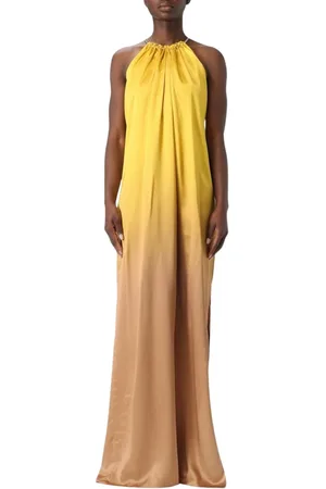 Max Mara Sukienki, Kobieta, Żółty, 2XS, Elegancka Żółta Sukienka Maxi z Dekoltem