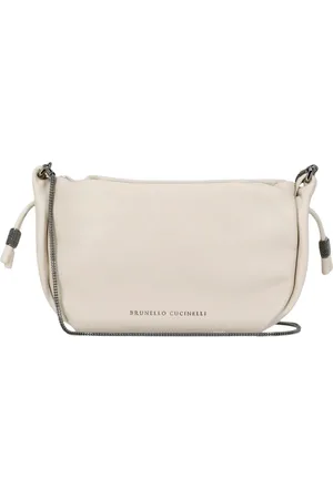 Brunello Cucinelli Torebki, Kobieta, Beżowy, ONE SIZE, Ivory Skórzana Crossbody Torba na Ramię