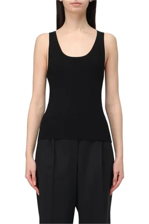 Michael Kors Koszulki, Kobieta, Czarny, M, Rozpinany Dzianinowy Bezrękawnik Elegancki Czarny Top