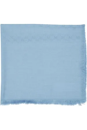 Max Mara Akcesoria, Kobieta, Niebieski, ONE SIZE, Monogramowy Szal Wełniany i Jedwabny