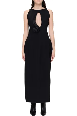 MAGDA BUTRYM Sukienki, Kobieta, Czarny, S, Elegancka Czarna Sukienka Midi z Falbankami