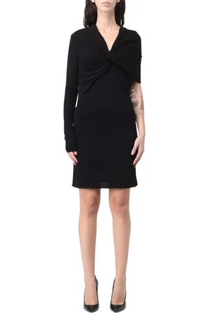 Saint Laurent Sukienki, Kobieta, Czarny, L, Elegancka Czarna Sukienka z Wiązaniem