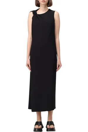 Sportmax Sukienki, Kobieta, Czarny, M, Elegancka Sukienka Midi z Węzłami