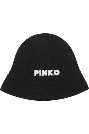 Pinko Akcesoria, Kobieta, Czarny, ONE SIZE, Czarna Zestawiona Czapka Wiaderko