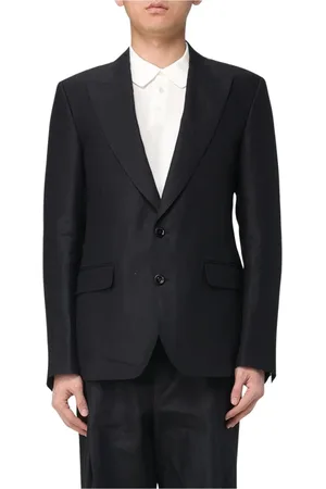 Dolce & Gabbana Garnitury, Mężczyzna, Czarny, L, Klasyczna lniana marynarka