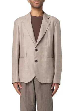 Emporio Armani Kurtki, Mężczyzna, Beżowy, L, Linen Blazer Two Button Notch Lapel