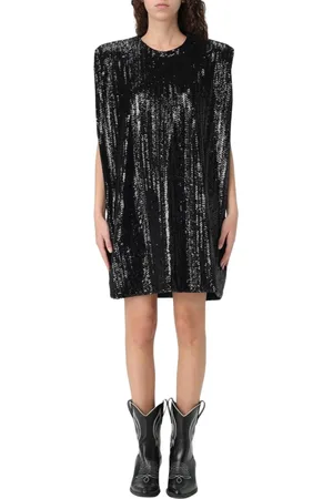 Golden Goose Sukienki, Kobieta, Czarny, XL, Czarna Sukienka z Cekinami Elegancki Styl