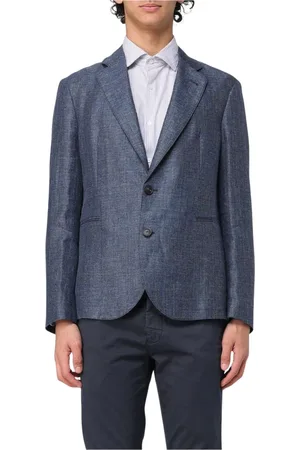 Emporio Armani Garnitury, Mężczyzna, Niebieski, 2XL, Beige Linen Cotton Blazer