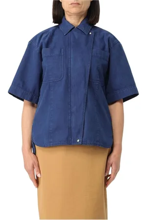 Max Mara Bluzki, Kobieta, Niebieski, XS, Elegancka Niebieska Koszula Bawełniana Dla Kobiet