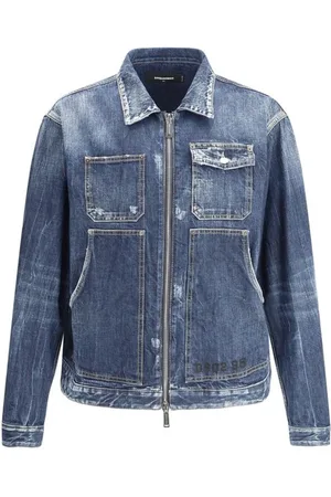 Dsquared2 Kurtki, Mężczyzna, Niebieski, XL, Denim, Vintage Denimowa Kurtka Jeansyowa Carpenter