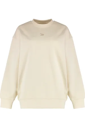 Maison Kitsuné Bluzy, Kobieta, Beżowy, S, Żakardowy Bawełniany Sweter z Okrągłym Dekoltem