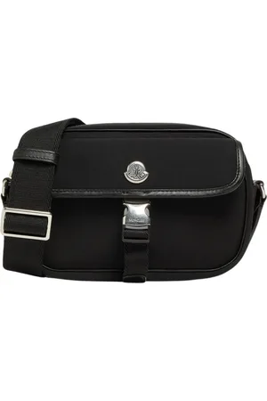 Moncler Torebki, Kobieta, Czarny, ONE SIZE, Nylon, Czarna Torba na Ramię z Zapięciem na Klamrę