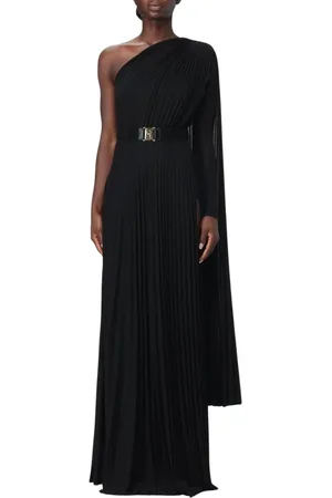 Elisabetta Franchi Sukienki, Kobieta, Czarny, M, Elegancka Plisowana Sukienka Maxi