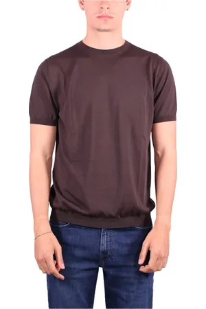 KANGRA CASHMERE Koszulki, Mężczyzna, brązowy, XL, Brązowy Polo z Jedwabiu i Bawełny