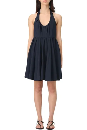 Armani Exchange Sukienki, Kobieta, Niebieski, S, Niebieska Sukienka Mini z Dekoltem Halter