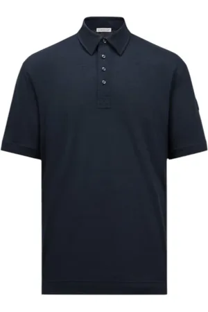 Moncler Koszulki, Mężczyzna, Niebieski, M, Granatowy Koszulowy Polo z Lnu