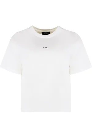 A.P.C. Koszulki, Kobieta, Biały, L, Żakardowy crew-neck bawełniany T-shirt