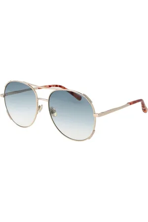 Scotch&Soda Akcesoria, Kobieta, Żółty, ONE SIZE, Złote Okulary Aviator z Niebieskimi Szkłami Gradientowymi