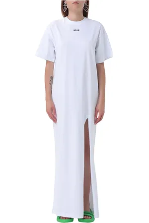 Msgm Sukienki, Kobieta, Biały, S, Elegancka Sukienka z Rozporkiem