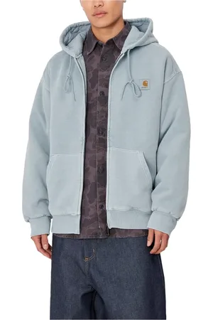 Carhartt Bluzy, Mężczyzna, Niebieski, M, Bawełna, Kurtka z kapturem Dusty Ice