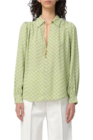 Elisabetta Franchi Bluzki, Kobieta, Zielony, S, Jedwabna Bluzka Pistacja Elegancka Stylowa