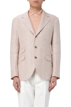 Brunello Cucinelli Kurtki, Mężczyzna, Beżowy, M, Single-Breasted Blazer