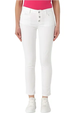 Liu Jo Jeansy, Kobieta, Biały, W27, Różowe Skinny Jeansyy z guzikami