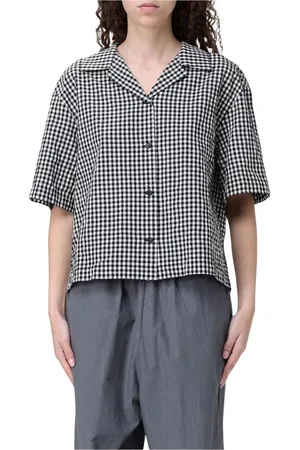 BARENA Bluzki, Kobieta, Czarny, XS, Gingham Koszula Luźny Krój Czarna