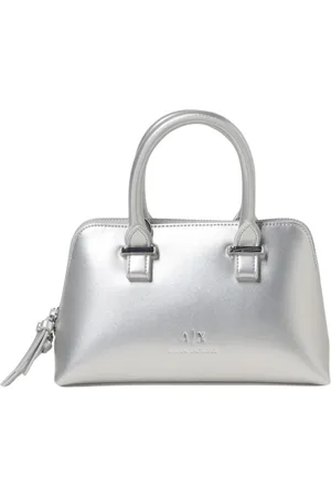 Armani Exchange Torebki, Kobieta, Szary, ONE SIZE, Czarna Metaliczna Torba na ramię