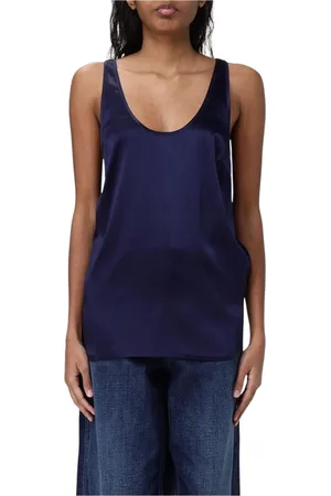 Pinko Koszulki, Kobieta, Niebieski, S, Niebieski Jedwabny Top Cami