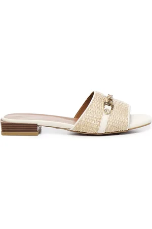 V°73 Buty, Kobieta, Beżowy, 39 EU, Sandały z Tkanej Skóry Off-White