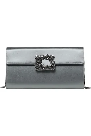Roger Vivier Torebki, Kobieta, Szary, ONE SIZE, Kopertówka z Kryształową Sprzączką