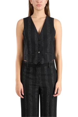 Msgm Kurtki, Kobieta, Czarny, M, Wełna, Wełniana Kamizelka Lureksowa Slim Fit