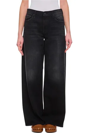 Mother Jeansy, Kobieta, Czarny, W28, Klasyczne Czarne Jeansyy Wide Leg