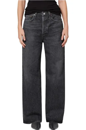 AGOLDE Jeansy, Kobieta, Czarny, W26, Klasyczne Czarne Spodnie Wide Leg