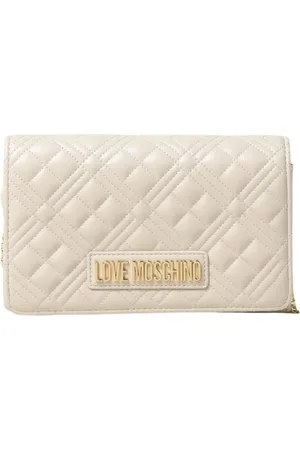 Moschino Torebki, Kobieta, Beżowy, ONE SIZE, Pikowana Portmonetka na Rantce z Logo