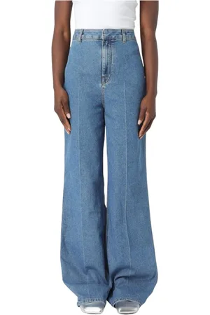 Serafini Jeansy, Kobieta, Niebieski, S, Denim, Niebieskie Dżinsy Wide Leg