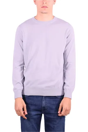 KANGRA CASHMERE Swetry, Mężczyzna, Fioletowy, M, Bawełna, Bawełniany Sweter z Okrągłym Dekoltem