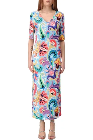 Etro Sukienki, Kobieta, Wielobarwność, L, Kwiatowy Paisley Maxi Sukienka