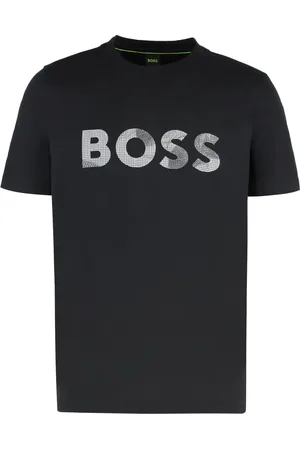 HUGO BOSS Koszulki, Mężczyzna, Czarny, XS, Żakardowy T-shirt z bawełny