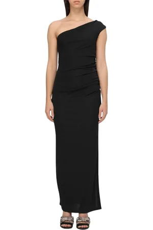 HANITA Sukienki, Kobieta, Czarny, L, Elegancka Czarna Sukienka Maxi
