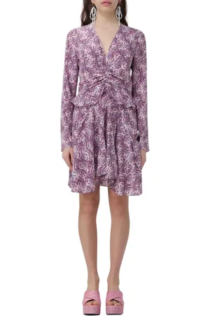 Isabel Marant Sukienki, Kobieta, Fioletowy, S, Śliwkowa Sukienka Mini z Falbanami