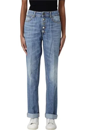 Dondup Jeansy, Kobieta, Niebieski, W29, Denim, Niebieskie Luźne Jeansyy Proste Nogi