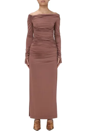 Helmut Lang Sukienki, Kobieta, Różowy, S, Elegancka Sukienka Maxi z Dekoltem